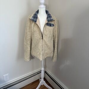 Cream Penelton Sherpa Zip-Up Jacket